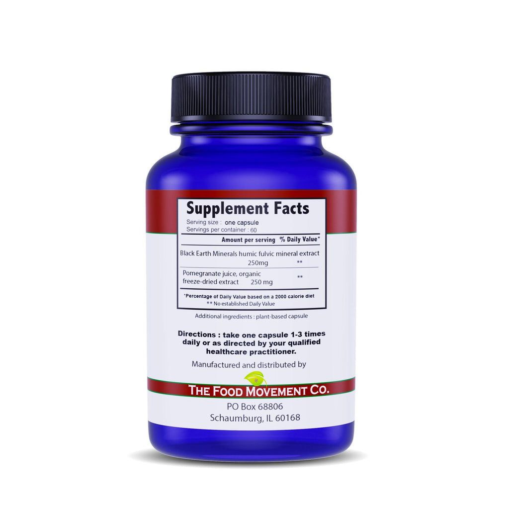 Fulvic POM - Perfect Fulvic Humic Mineral Blend - Ideal for Immune Support & Circulatory and Sexual Health - 60 Vegan Capsules - The Food Movement Co.