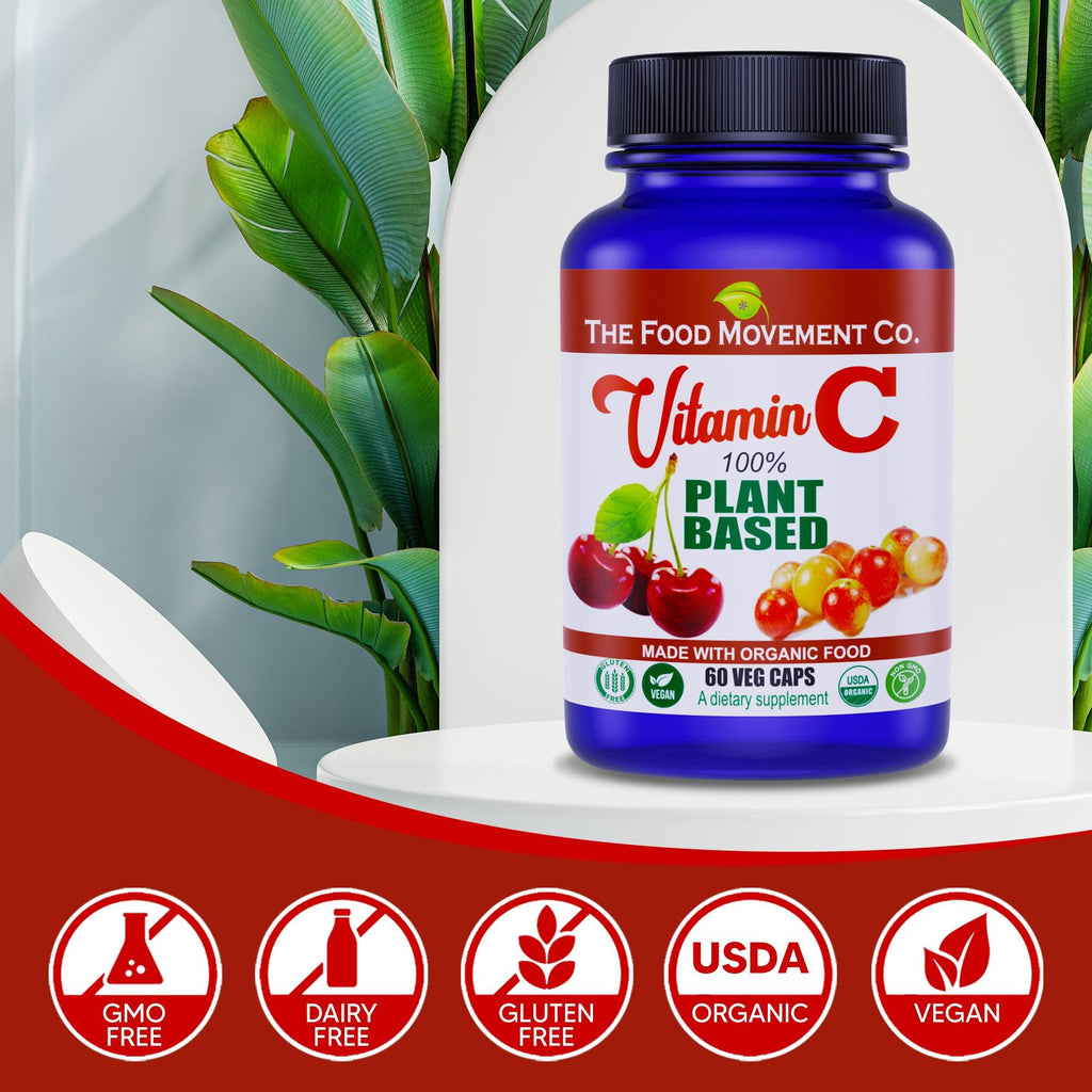 Vitamin C, 100% Plant Based, certified organic - 60 veg caps - The Food Movement Natural Products Company