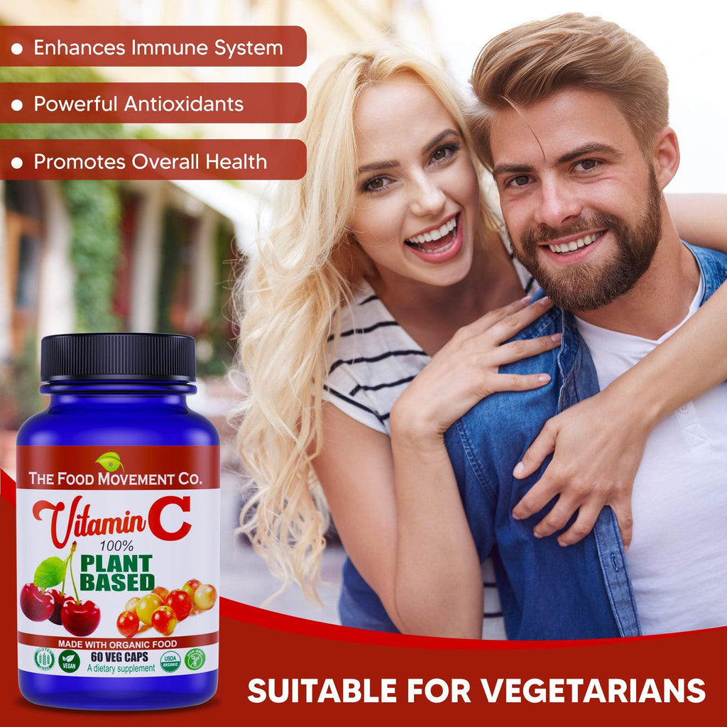 Vitamin C, 100% Plant Based, certified organic - 60 veg caps - The Food Movement Natural Products Company
