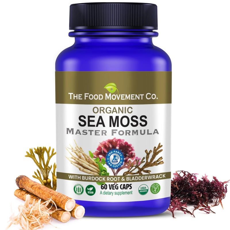 Sea Moss Master Formula - certified organic (Irish Sea Moss, Burdock Root & Bladderwrack) 60 or 120 vegan capsules
