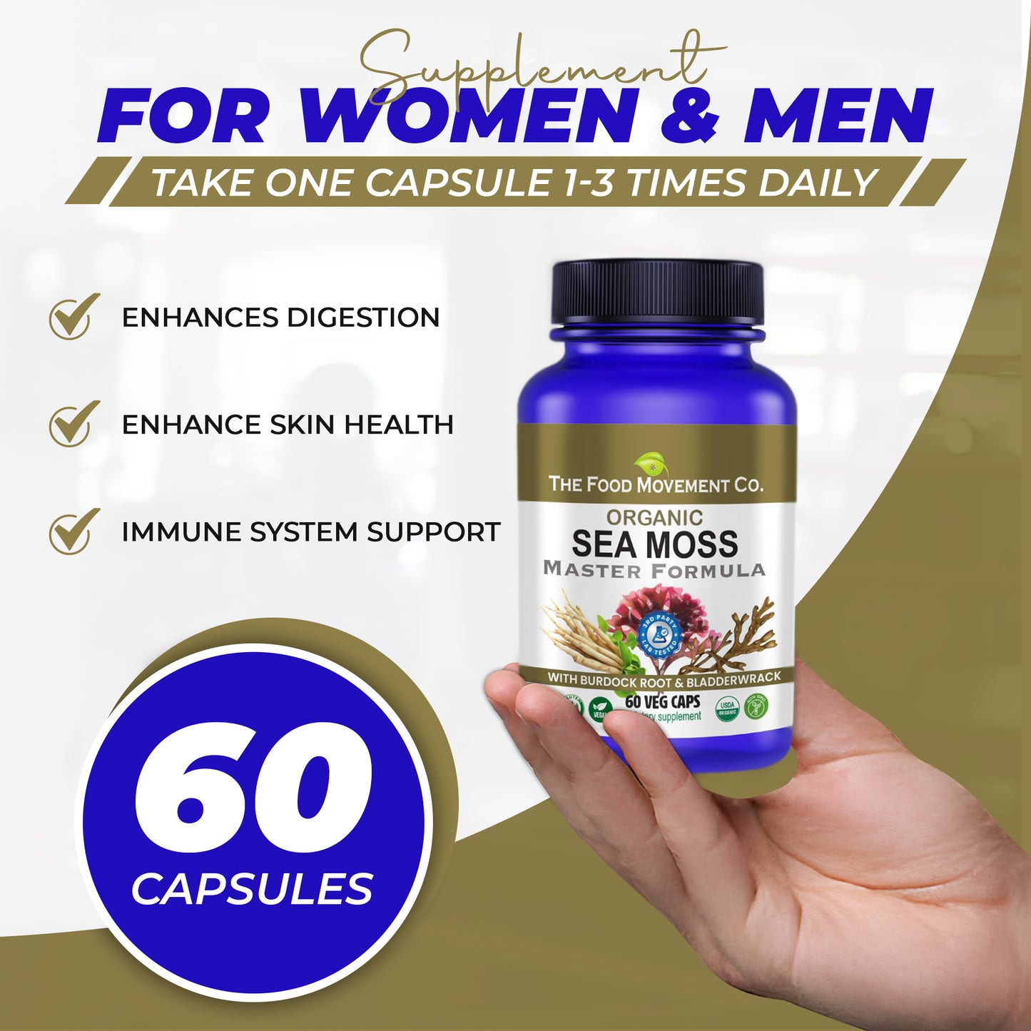 Sea Moss Master Formula - certified organic (Irish Sea Moss, Burdock Root & Bladderwrack) 60 or 120 vegan capsules