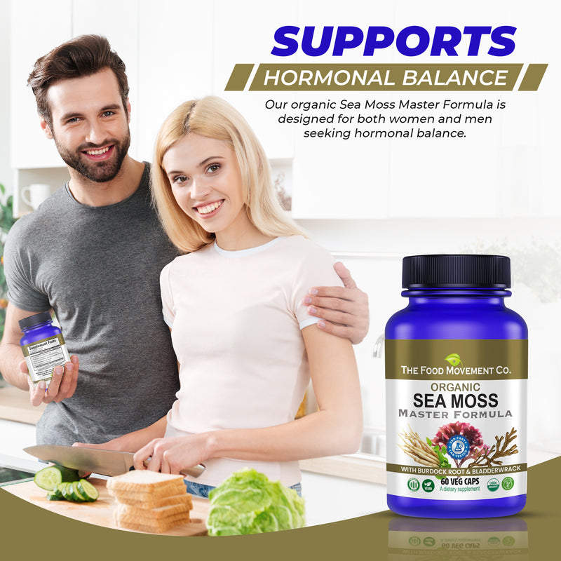 Sea Moss Master Formula - certified organic (Irish Sea Moss, Burdock Root & Bladderwrack) 60 or 120 vegan capsules