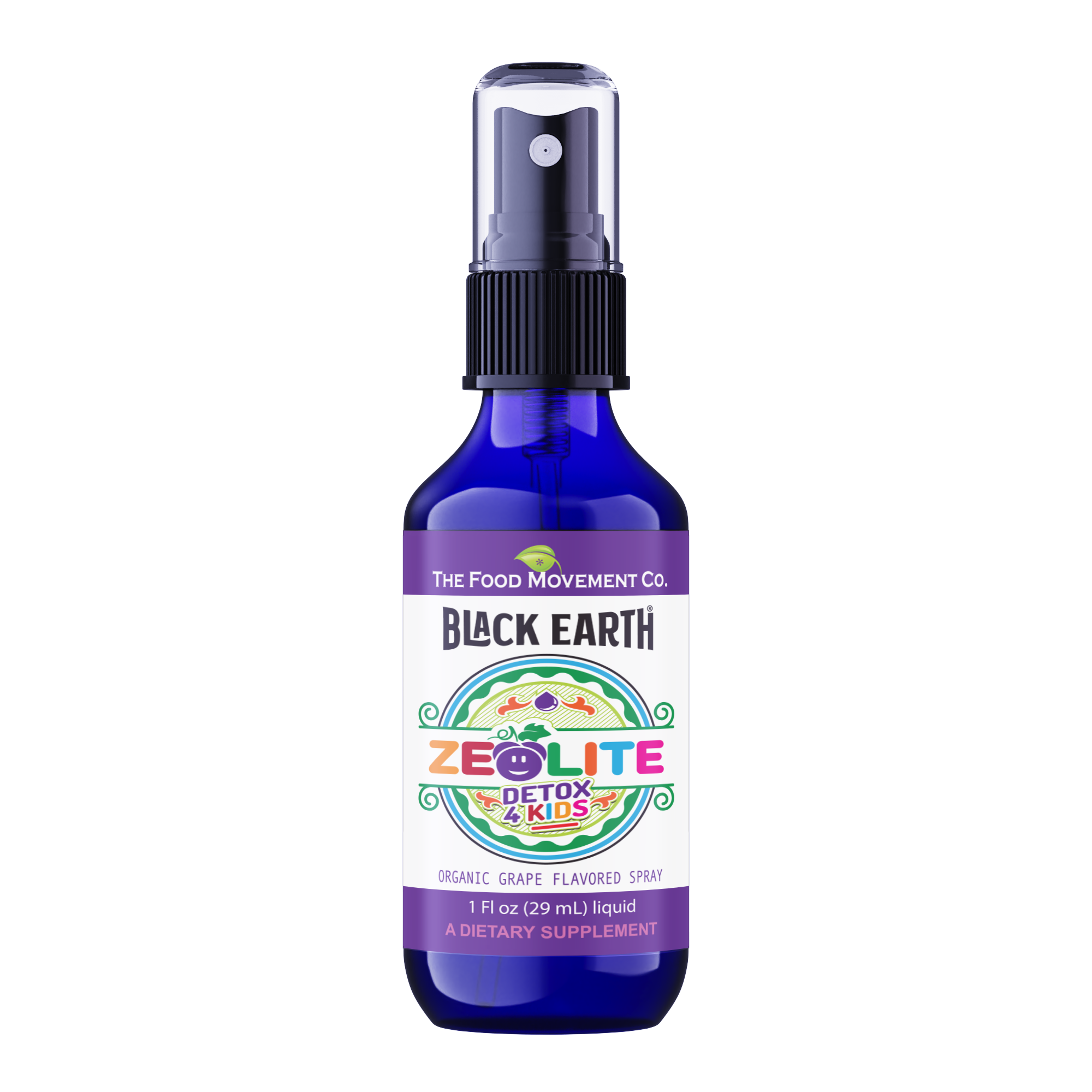 Zeolite Detox 4 Kids, Organic Grape Flavor - Gentle Zeolite Liquid with Black Earth Humic and Fulvic Acid, Supports Natural Detoxification, 1 fl oz Pump Spray