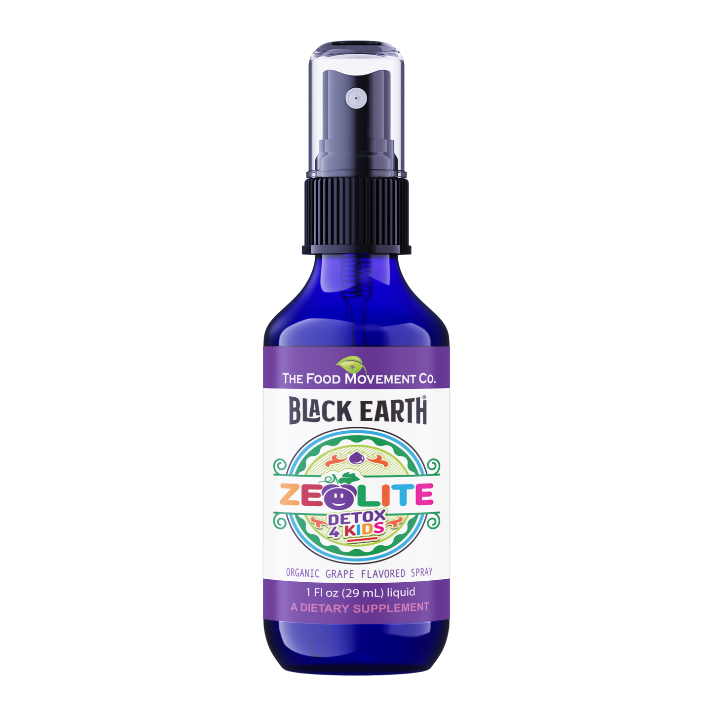 Zeolite Detox 4 Kids, Organic Grape Flavor - Gentle Zeolite Liquid with Black Earth Humic and Fulvic Acid, Supports Natural Detoxification, 1 fl oz Pump Spray
