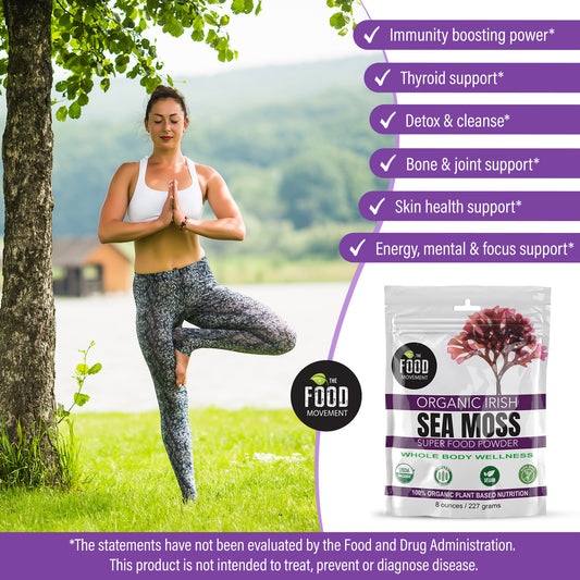 Irish Sea Moss, 60 and 120 vegan capsules - organic sea minerals prebiotic food for detox and thyroid support immune health