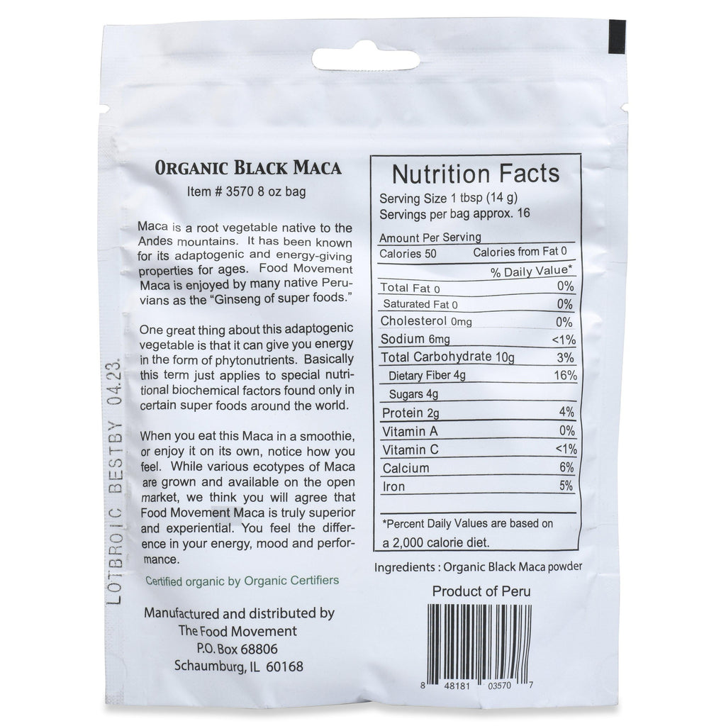 BLACK MACA, ORGANIC 8 OZ POUCH - The Food Movement Co.