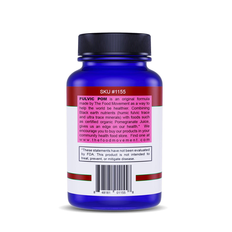 Fulvic POM - Perfect Fulvic Humic Mineral Blend - Ideal for Immune Support & Circulatory and Sexual Health - 60 Vegan Capsules - The Food Movement Co.