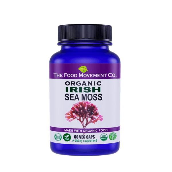 Irish Sea Moss, 60 vegan capsules - organic sea minerals prebiotic food for detox and thyroid support immune health - The Food Movement Natural Products Company