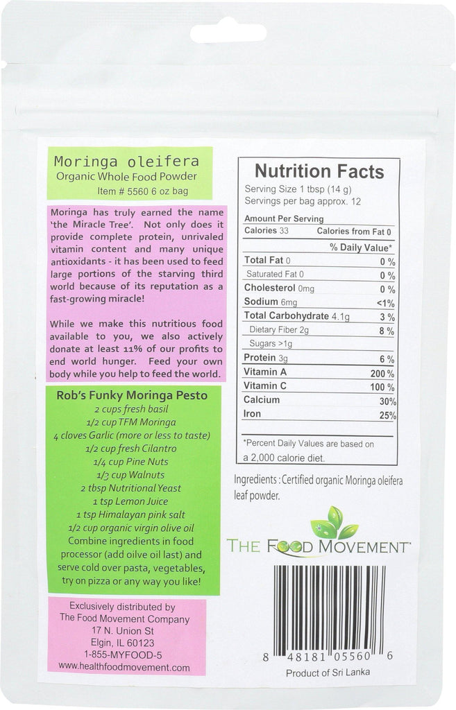 Moringa - raw organic powder - The Food Movement